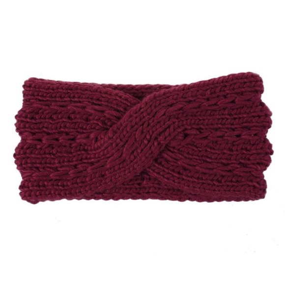 *XIMENA* Red Cross-Knitted Wide Fashion Headband - Picture 2 of 2